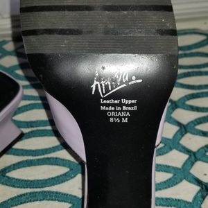 Women's Lavender/Black Slip on Heels/Sandals